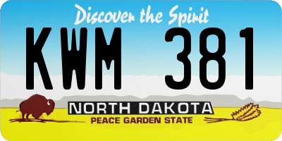ND license plate KWM381