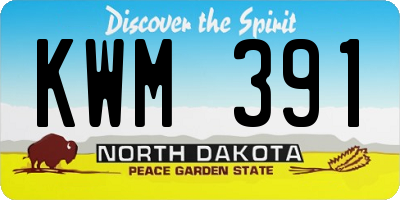 ND license plate KWM391