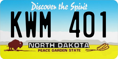 ND license plate KWM401