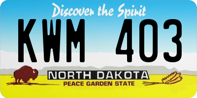 ND license plate KWM403