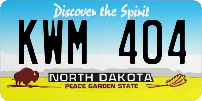 ND license plate KWM404