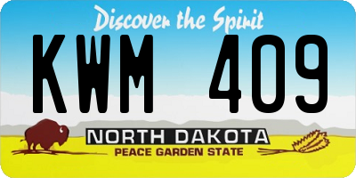 ND license plate KWM409