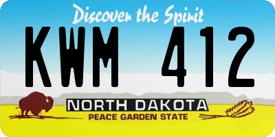 ND license plate KWM412