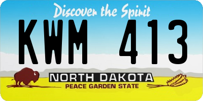 ND license plate KWM413