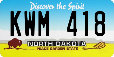ND license plate KWM418