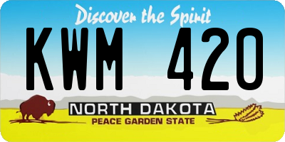 ND license plate KWM420