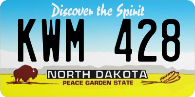 ND license plate KWM428