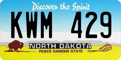 ND license plate KWM429