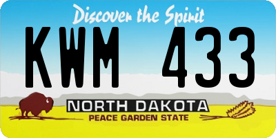 ND license plate KWM433