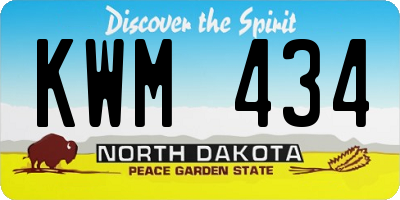 ND license plate KWM434