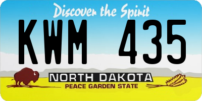 ND license plate KWM435
