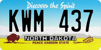 ND license plate KWM437