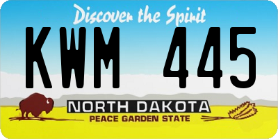 ND license plate KWM445