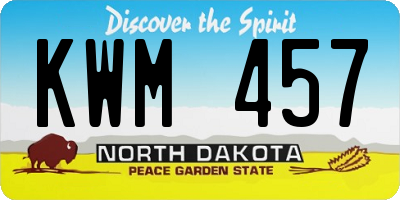 ND license plate KWM457
