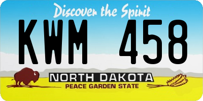 ND license plate KWM458