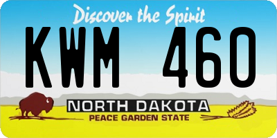 ND license plate KWM460