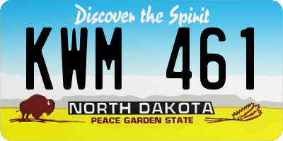 ND license plate KWM461