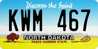 ND license plate KWM467
