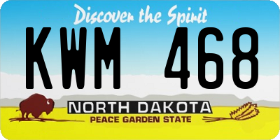 ND license plate KWM468