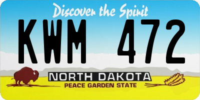 ND license plate KWM472