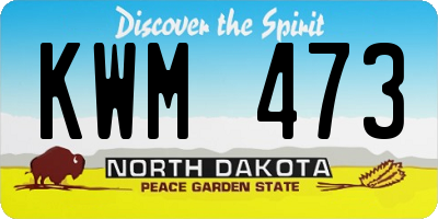 ND license plate KWM473