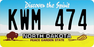 ND license plate KWM474