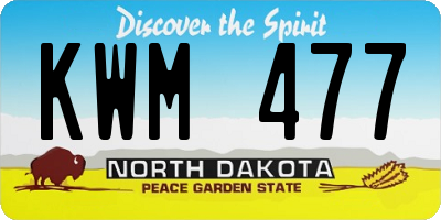 ND license plate KWM477