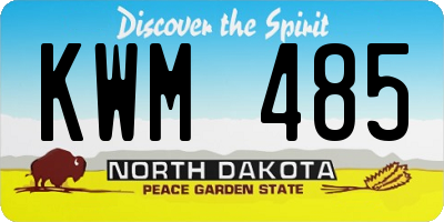 ND license plate KWM485
