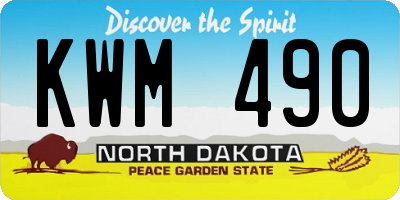 ND license plate KWM490