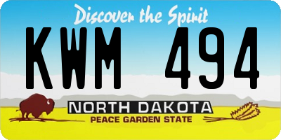 ND license plate KWM494