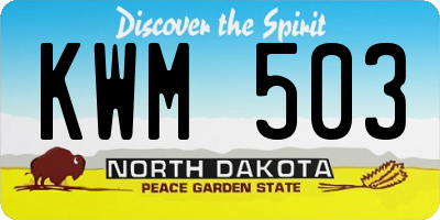ND license plate KWM503