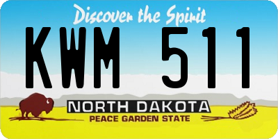 ND license plate KWM511