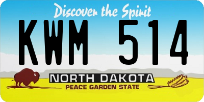 ND license plate KWM514