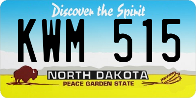 ND license plate KWM515