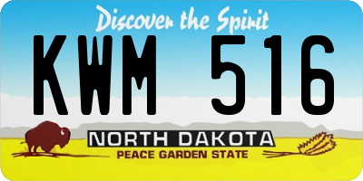ND license plate KWM516