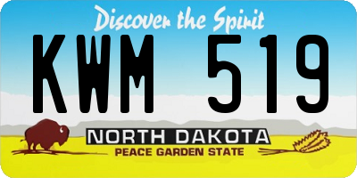 ND license plate KWM519