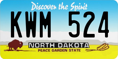ND license plate KWM524