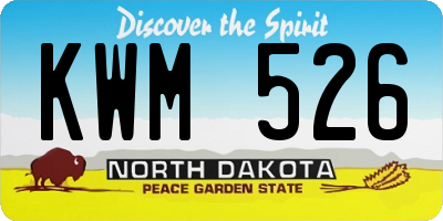 ND license plate KWM526