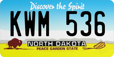 ND license plate KWM536