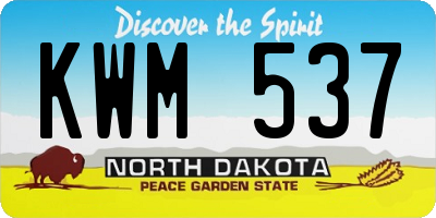 ND license plate KWM537