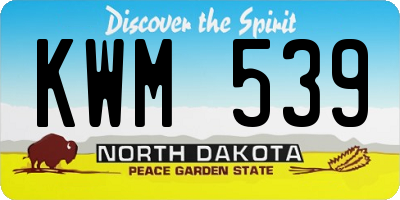 ND license plate KWM539
