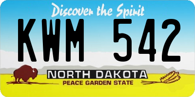 ND license plate KWM542