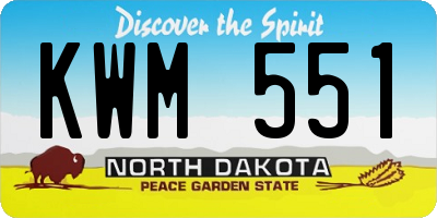 ND license plate KWM551