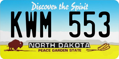 ND license plate KWM553