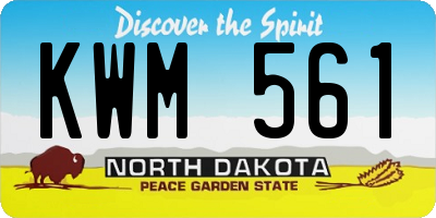 ND license plate KWM561