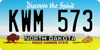 ND license plate KWM573