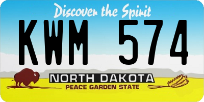 ND license plate KWM574