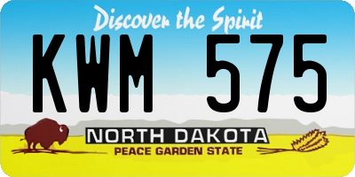 ND license plate KWM575
