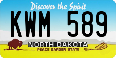 ND license plate KWM589