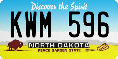 ND license plate KWM596